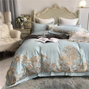 Luxury 1000TC Egyptian cotton 4/7pcs Bedding set Queen King Size Gold Exquisite Embroidery Duvet Cover Bed Sheet Pillowcases