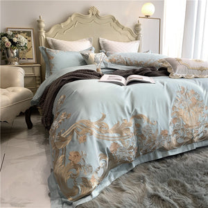 Luxury 1000TC Egyptian cotton 4/7pcs Bedding set Queen King Size Gold Exquisite Embroidery Duvet Cover Bed Sheet Pillowcases