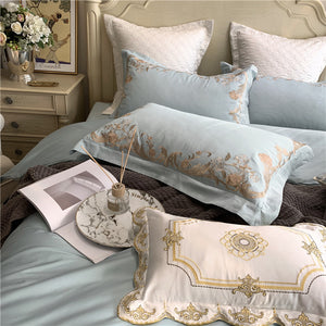 Luxury 1000TC Egyptian cotton 4/7pcs Bedding set Queen King Size Gold Exquisite Embroidery Duvet Cover Bed Sheet Pillowcases