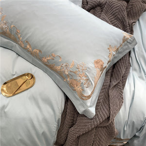 Luxury 1000TC Egyptian cotton 4/7pcs Bedding set Queen King Size Gold Exquisite Embroidery Duvet Cover Bed Sheet Pillowcases