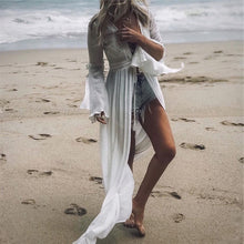 Load image into Gallery viewer, 2020 Crochet White Knitted Beach Cover up dress Tunic Long Cover up Robe Beachwear