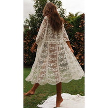 Load image into Gallery viewer, 2020 Crochet White Knitted Beach Cover up dress Tunic Long Cover up Robe Beachwear