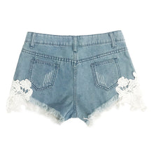 Load image into Gallery viewer, Sexy lace women jeans hot sale high waist women shorts casual women shorts worn women denim shorts fringed slim women shorts