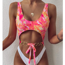 Load image into Gallery viewer, Hollow Out Bikini Halter One Piece Bandage Swimsuit