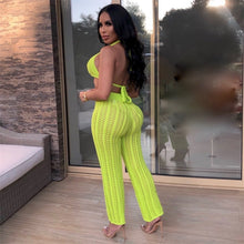 Load image into Gallery viewer, Summer Fishnet Knitted Two Piece Set See Through Suits Bra Top +Pants Two Piece Beach Outfits