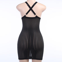 Load image into Gallery viewer, See Through Mesh Sleeveless Strap Bodycon Striped Patchwork Beach Wear