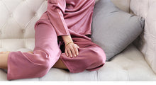 Load image into Gallery viewer, Brand 100% Silk Pyjamas Women Pajamas Sets Sexy Lace Summer Long Sleeve Sleepwear Genuine Mulberry Silk Pyjama Femme Homewear