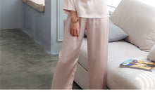 Load image into Gallery viewer, Brand 100% Silk Pyjamas Women Pajamas Sets Sexy Lace Summer Long Sleeve Sleepwear Genuine Mulberry Silk Pyjama Femme Homewear