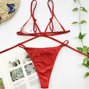 2020 Brazilian Low Waist Thong Bikini Set Wire Free