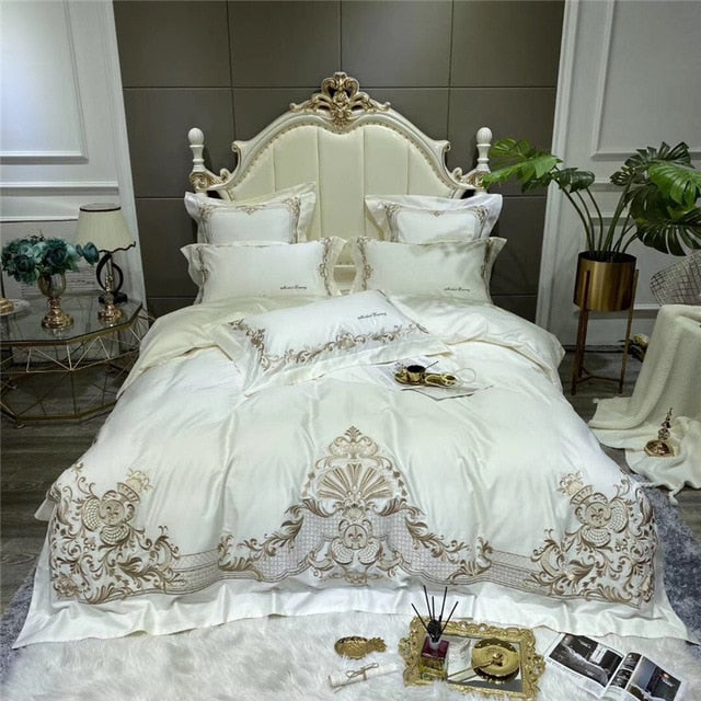 Luxury embroidery Bedding Sets adults Beddingset egyptian cotton Bed Linen Duvet Cover Bed Sheet Pillowcase 4/6pcs bed Sets