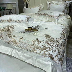 Luxury embroidery Bedding Sets adults Beddingset egyptian cotton Bed Linen Duvet Cover Bed Sheet Pillowcase 4/6pcs bed Sets