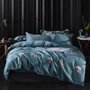 Chinoiserie Botanical Floral Print Duvet Quilt Cover Queen King size 4Pcs Egyptian Cotton Luxury Soft Bedding Set Bed Sheet set