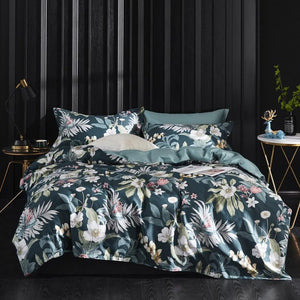 Chinoiserie Botanical Floral Print Duvet Quilt Cover Queen King size 4Pcs Egyptian Cotton Luxury Soft Bedding Set Bed Sheet set