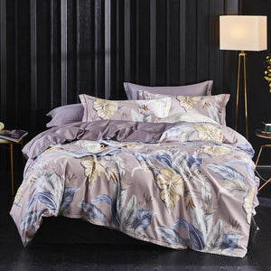 Chinoiserie Botanical Floral Print Duvet Quilt Cover Queen King size 4Pcs Egyptian Cotton Luxury Soft Bedding Set Bed Sheet set