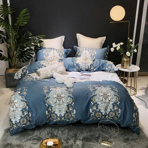 Chinoiserie Botanical Floral Print Duvet Quilt Cover Queen King size 4Pcs Egyptian Cotton Luxury Soft Bedding Set Bed Sheet set