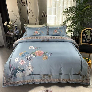 Birds Plant print 800TC Egyptian Cotton Silky Duver cover Bed set Luxury Bedding Set Queen King size Bed sheet set Pillow shams