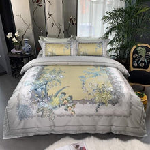 Load image into Gallery viewer, Birds Plant print 800TC Egyptian Cotton Silky Duver cover Bed set Luxury Bedding Set Queen King size Bed sheet set Pillow shams