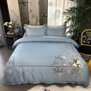 Birds Plant print 800TC Egyptian Cotton Silky Duver cover Bed set Luxury Bedding Set Queen King size Bed sheet set Pillow shams