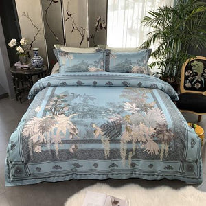 Birds Plant print 800TC Egyptian Cotton Silky Duver cover Bed set Luxury Bedding Set Queen King size Bed sheet set Pillow shams