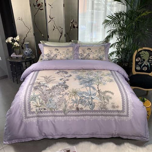 Birds Plant print 800TC Egyptian Cotton Silky Duver cover Bed set Luxury Bedding Set Queen King size Bed sheet set Pillow shams