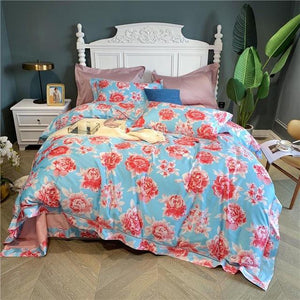 Luxury 600TC Egyptian Cotton Bedding Set Chinoiserie Blossom Chic Soft Duvet Cover Queen King size Comforter Cover Bed Sheets