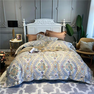 Luxury 600TC Egyptian Cotton Bedding Set Chinoiserie Blossom Chic Soft Duvet Cover Queen King size Comforter Cover Bed Sheets