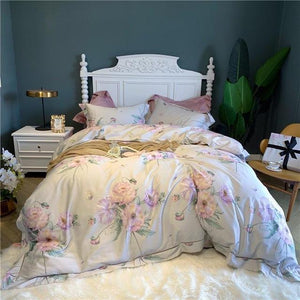 Luxury 600TC Egyptian Cotton Bedding Set Chinoiserie Blossom Chic Soft Duvet Cover Queen King size Comforter Cover Bed Sheets