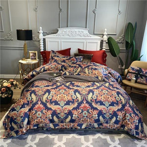 Luxury 600TC Egyptian Cotton Bedding Set Chinoiserie Blossom Chic Soft Duvet Cover Queen King size Comforter Cover Bed Sheets