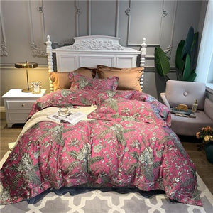 Luxury 600TC Egyptian Cotton Bedding Set Chinoiserie Blossom Chic Soft Duvet Cover Queen King size Comforter Cover Bed Sheets