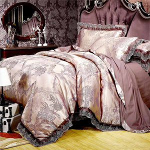 Gold/White/Blue Jacquard Silk Bedding Set Luxury 4/6pcs Satin Bed Set Duvet Cover King Queen Bedclothes Bed Linen Sets 29 Design