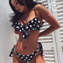 Load image into Gallery viewer, 2020 New Arrival Ruffle Polka Dot Push Up Two Piece Beach Wear