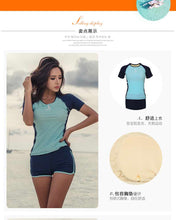 Load image into Gallery viewer, Split Boxer Shorts Conservative Short Sleeve Sports Swimwear