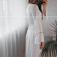 Load image into Gallery viewer, 2020 Crochet White Knitted Beach Cover up dress Tunic Long Cover up Robe Beachwear