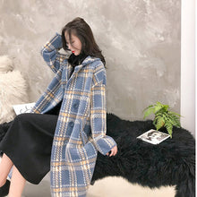 Load image into Gallery viewer, Elegant plaid women fashion woolen coats casual turn-down collar warm outwear