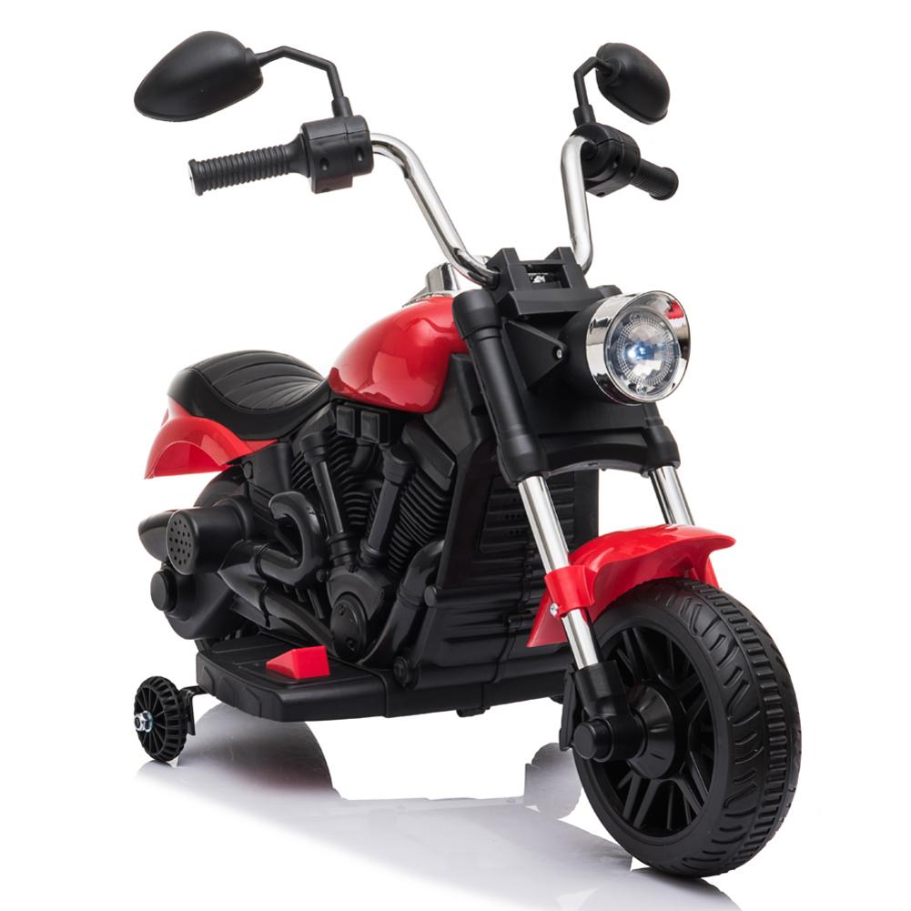 Children's Electric Motorcycle with Training Wheels LED Front Headlight and Music Electric Car for Kids