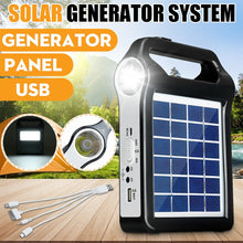 Load image into Gallery viewer, Portable 6V Rechargeable Solar Panel Power Storage Generator System USB Charger With Lamp Lighting Home Solar Energy System Kit