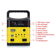 Load image into Gallery viewer, 1 Set 10W Portable Solar Generator Outdoor Power Mini DC10W Solar Panel 6V-9Ah Lead-acid Battery Charging LED Lighting System