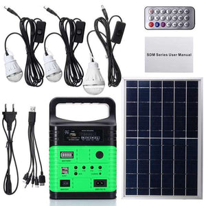 1 Set 10W Portable Solar Generator Outdoor Power Mini DC10W Solar Panel 6V-9Ah Lead-acid Battery Charging LED Lighting System