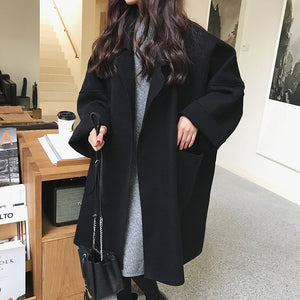 2020 Winter  tweed coat pockets female blend coat overcoat