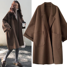 Load image into Gallery viewer, 2020 Winter  tweed coat pockets female blend coat overcoat