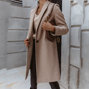 Autumn Winter Fashion Woolen Coat Slim Single Breasted Coat Overcoat