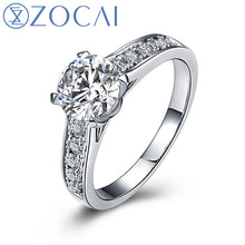 Load image into Gallery viewer, ZOCAI Real 1.0 CT Certified F-G/SI Round Cut Diamond Engagement Women Ring 18K White Gold (AU750) W04635