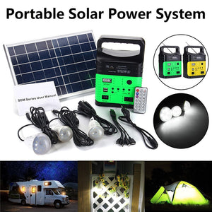 1 Set 10W Portable Solar Generator Outdoor Power Mini DC10W Solar Panel 6V-9Ah Lead-acid Battery Charging LED Lighting System