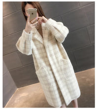 Load image into Gallery viewer, Elegant plaid women fashion woolen coats casual turn-down collar warm outwear