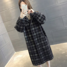 Load image into Gallery viewer, Elegant plaid women fashion woolen coats casual turn-down collar warm outwear