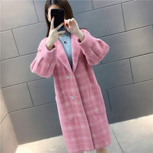 Load image into Gallery viewer, Elegant plaid women fashion woolen coats casual turn-down collar warm outwear