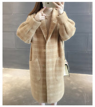 Load image into Gallery viewer, Elegant plaid women fashion woolen coats casual turn-down collar warm outwear