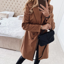 Load image into Gallery viewer, 2020 Autumn Winter Wool Blend Coat Female Casual Mid-Long Overcoats Jacket Elegant Solid Women Long Sleeve Buttons Outwear GV782