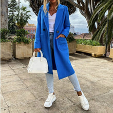 Load image into Gallery viewer, 2020 Autumn Winter Wool Blend Coat Female Casual Mid-Long Overcoats Jacket Elegant Solid Women Long Sleeve Buttons Outwear GV782