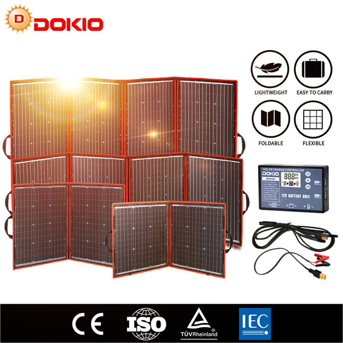 Dokio Flexible Foldable Solar Panel High Efficiency  Phone and Boat Portable 12V 80w 100w 150w 200w 300w Solar Panel Kit